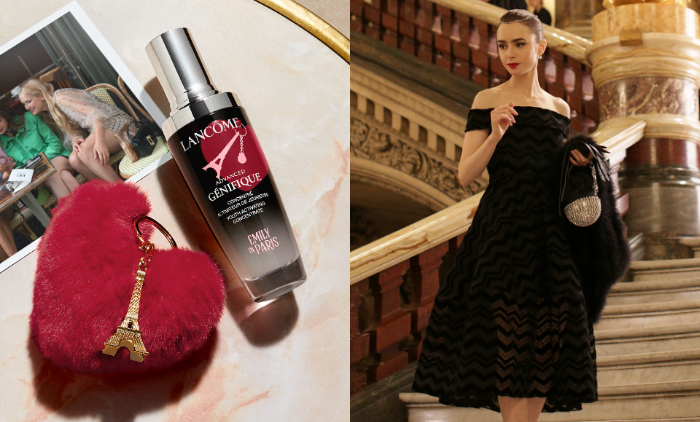 Emily in Paris美妝系列｜EMILY IN PARIS 限量版小黑瓶升級版嫩肌活膚精華 相信每個愛美的女生都會認識Lancome的小黑瓶 (升級版嫩肌活膚精華) ，今次的聯乘則換上象徵花都